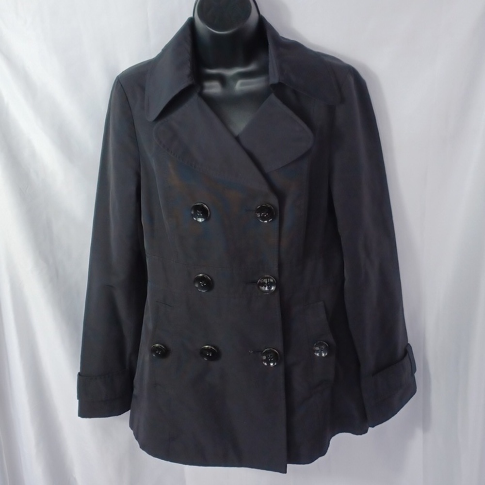 White House Black Market Peacoat, Black with silver trim, sz S